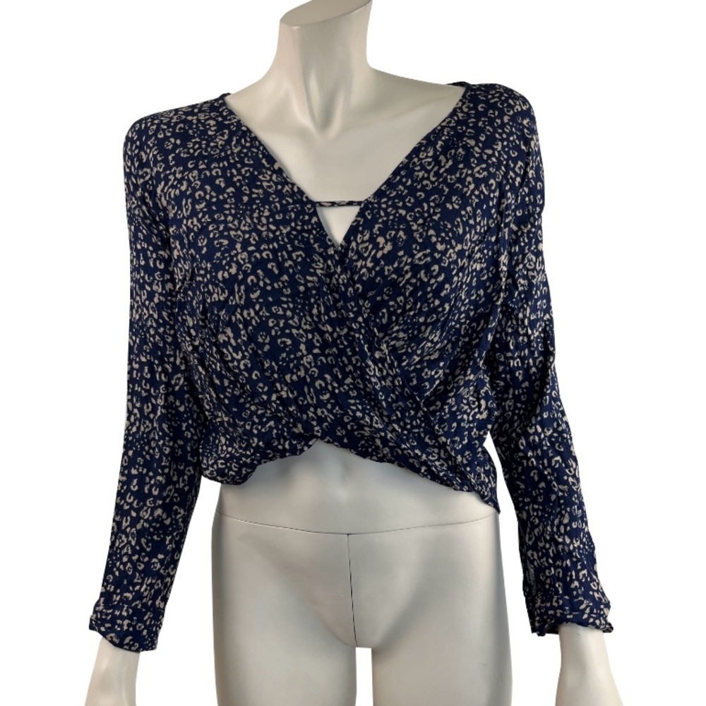 Urban Outfitters Navy and Tan Abstract print Blouse